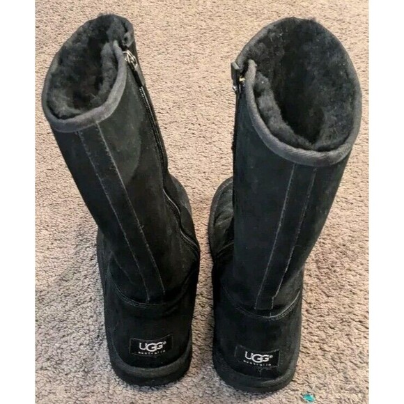 Women's Ugg Sunset Tall Side Zip Sheepskin Pull On Black Boot 5235 Size 8 - Picture 4 of 5